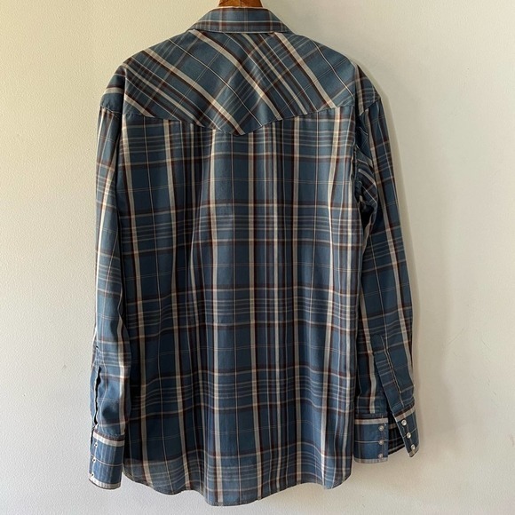 Wrangler X-Long Tails, 16-35, Plaid, Pearl Snap, Button Down Shirt, Long Sleeve - Picture 3 of 11